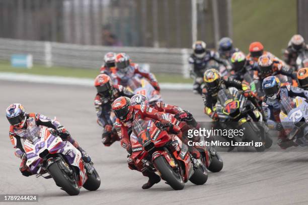 Jorge Martin of Spain and Pramac Racing leads the field during the MotoGP race during the MotoGP of Malaysia - Race at Sepang Circuit on November 12,...