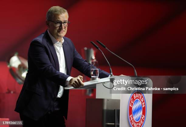 Jan-Christian Dreesen CEO of FC Bayern Muenchen during the annual general meeting of football club FC Bayern Muenchen at BMW Park on November 12,...