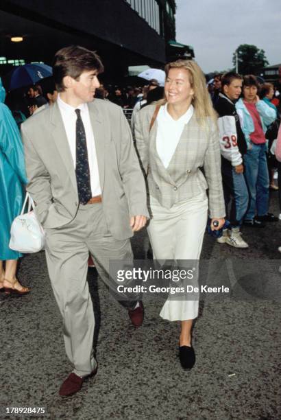 Lady Helen Windsor and her boyfriend Tim Taylor at Wimbledon on July 9, 1989 in London, England.