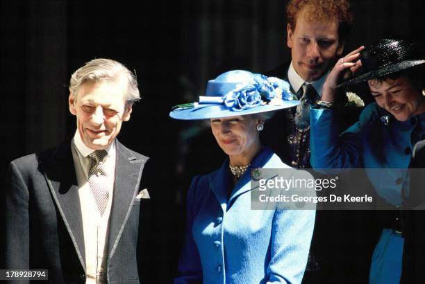 Angus Ogilvy and his wife Princess Alexandra attend the wedding of their son James Ogilvy and Julia Rawlinson at St. Mary The Virgin Church on July...