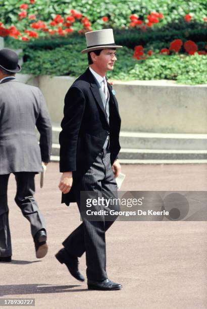 British naval officer Timothy Laurence attends Royal Ascot on June 21, 1989 in Ascot, England.