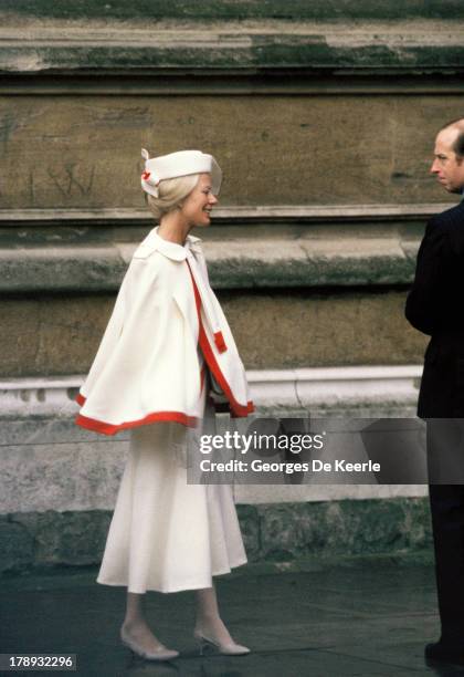 Katharine, Duchess of Kent, attends the Royal Christmas Service at St George's Chapel on December 25, 1984 in Windsor, England.