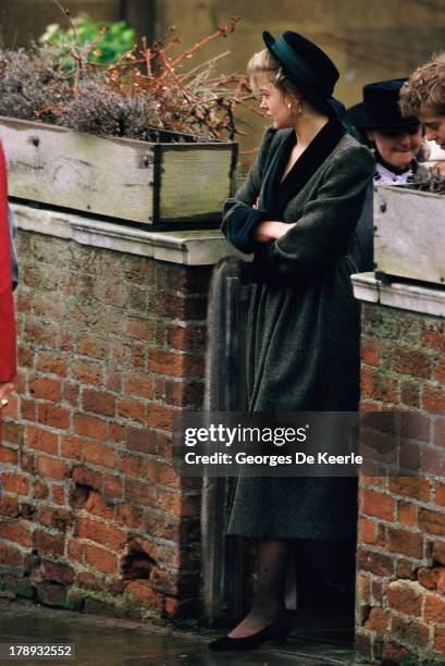 Lady Helen Windsor attends the Royal Christmas Service at St George's Chapel on December 25, 1984 in Windsor, England.