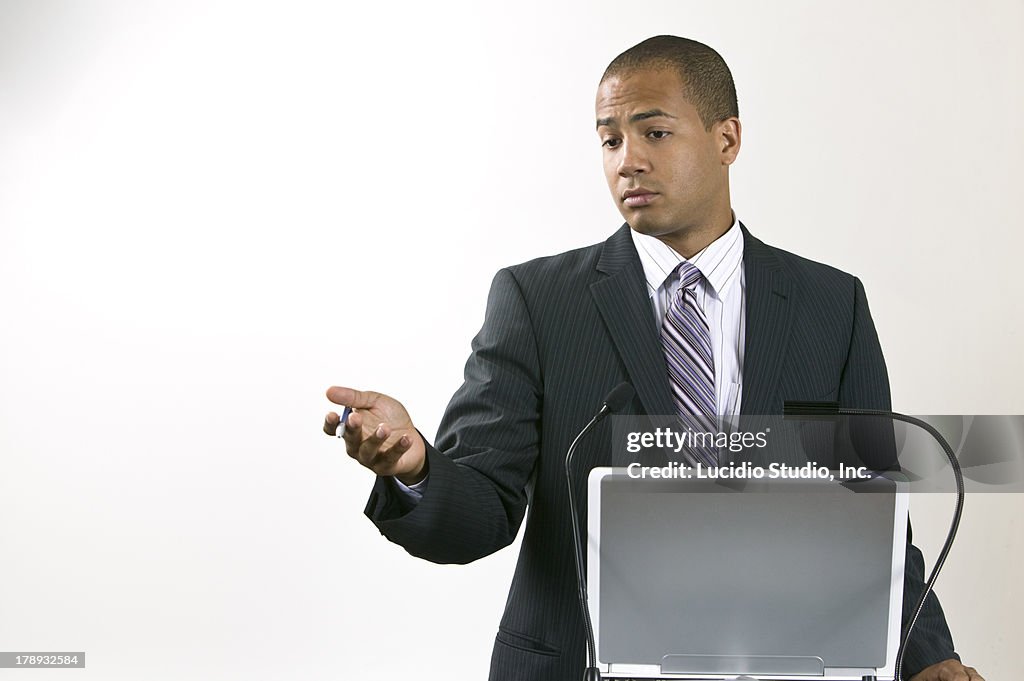 Businessman giving a presentation