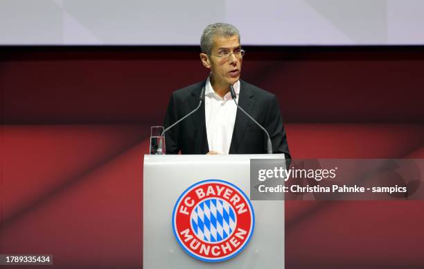 Dr. Michael Diederich chief financial officer of FC Bayern Muenchen during the annual general meeting of football club FC Bayern Muenchen at BMW Park...