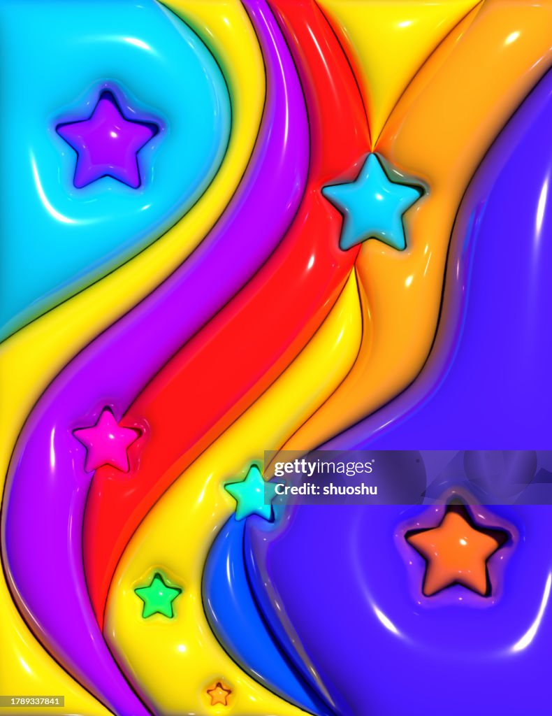 Inflate Pattern Abstract Inflate Effect Liquid Ribbon With Stars Pattern 3d ...