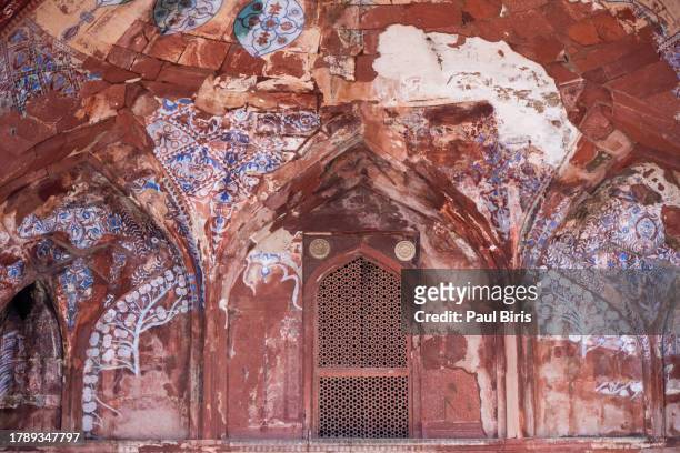 interior of the wall of the jama masjid in fatehpur sikri, agra, india - jama masjid agra - fotografias e filmes do acervo