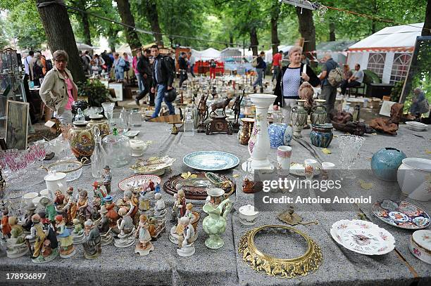 People look at items on sale during the annual Braderie de Lille on August 31, 2013 in Lille, France. The Braderie de Lille is one of the largest...