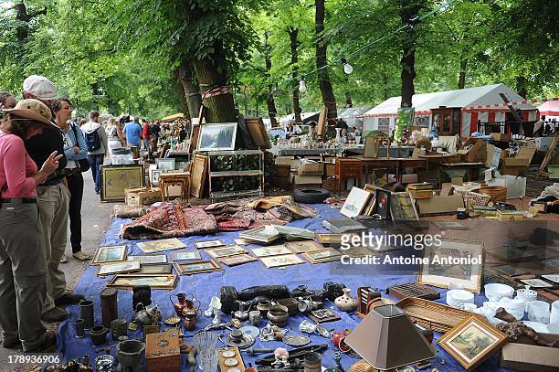 People look at items on sale during the annual Braderie de Lille on August 31, 2013 in Lille, France. The Braderie de Lille is one of the largest...