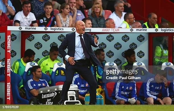 Crystal Palace manager Ian Holloway shouts instructions during the Barclays Premier League match between Crystal Palace and Sunderland at Selhurst...
