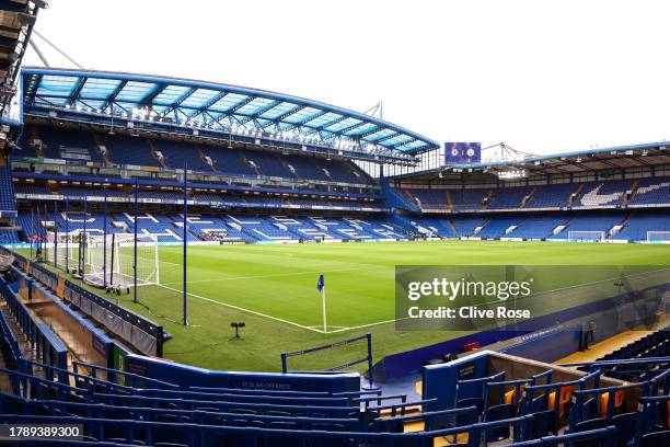 General view inside the stadium prior to the Premier League match between Chelsea FC and Manchester City at Stamford Bridge on November 12, 2023 in...