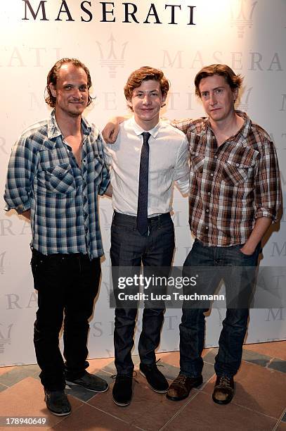 Actor Ronnie Gene Blevins, Tye Sheridan, director David Gordon Green attend the Art Of Elysum 'Child Of God' and 'Palo Alto' Toast benefitting The...