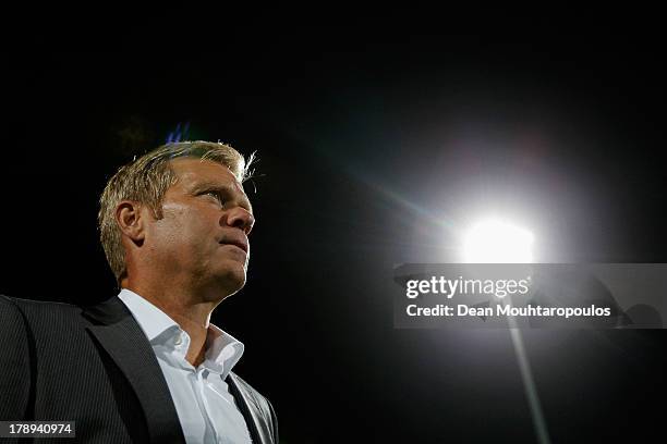 Go Ahead Eagles Manager / Head Coach, Foeke Booy looks on during the Eredivisie match between RKC Waalwijk and Go Ahead Eagles at the Mandemakers...
