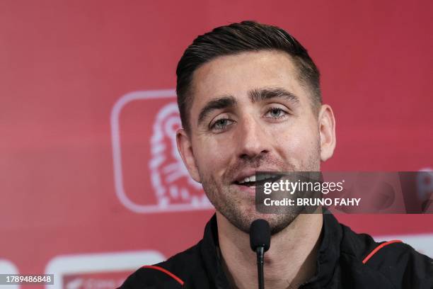 Belgium's goalkeeper Koen Casteels pictured during a press conference of the Belgian national soccer team Red Devils, at the Royal Belgian Football...