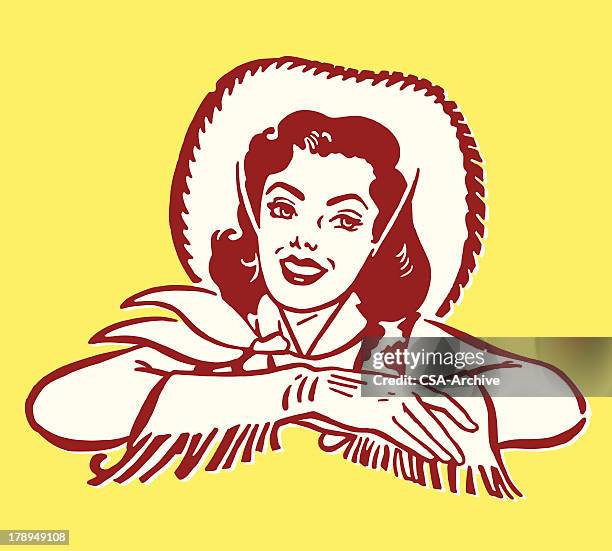 stockillustraties, clipart, cartoons en iconen met cowgirl - cowboyhoed