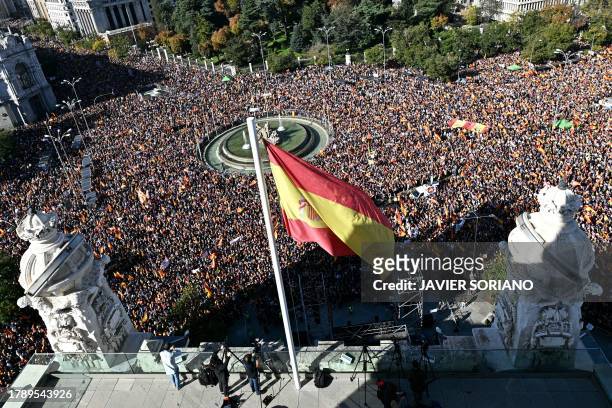 Tens of thousands of people demonstrate during a protest called by Foro Libertad y Alternativa against an amnesty bill for people involved with...