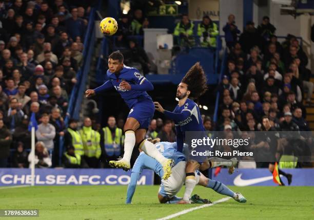 Erling Haaland of Manchester City is fouled by Marc Cucurella of Chelsea which results in a penalty being awarded during the Premier League match...