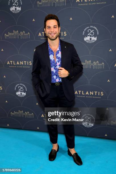 Skylar Astin attends Atlantis Paradise Island Bahamas 25th Anniversary, Bal de Royale at Atlantis Paradise Island on November 11, 2023 in Nassau,...