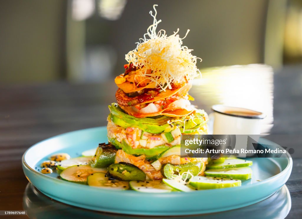 Gourmet tostada shrimps