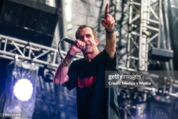 Randy Blythe, of American band Lamb of God, performs during the second day of VII Mexico Metal Fest at Parque Fundidora on November 12, 2023 in...
