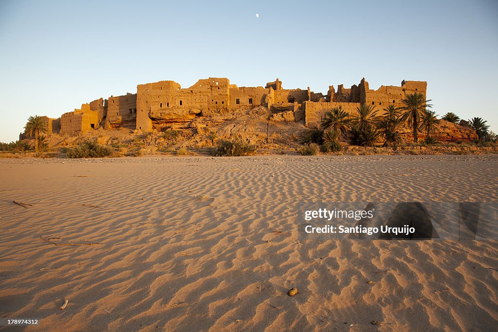 Abandoned Kasbah of Sahli at sunset