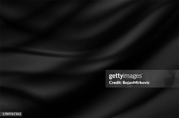 stockillustraties, clipart, cartoons en iconen met black satin silk luxury material cloth background. vector - zwarte kleur