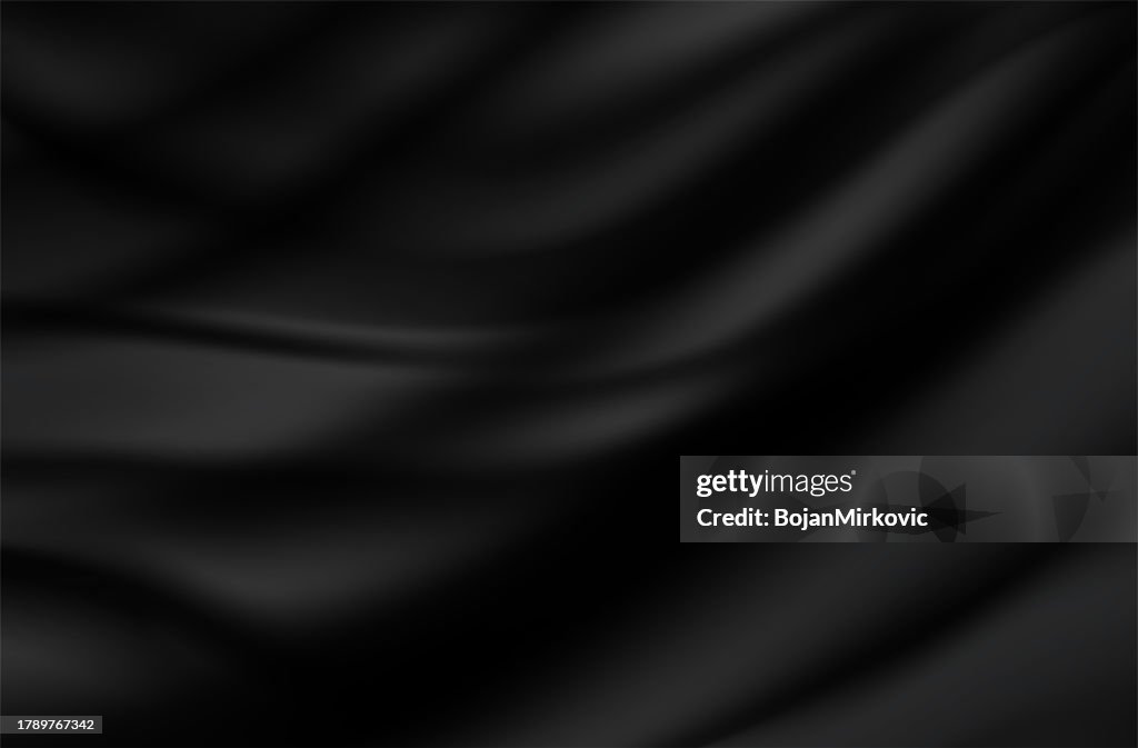 Black satin silk luxury material cloth background. Vector