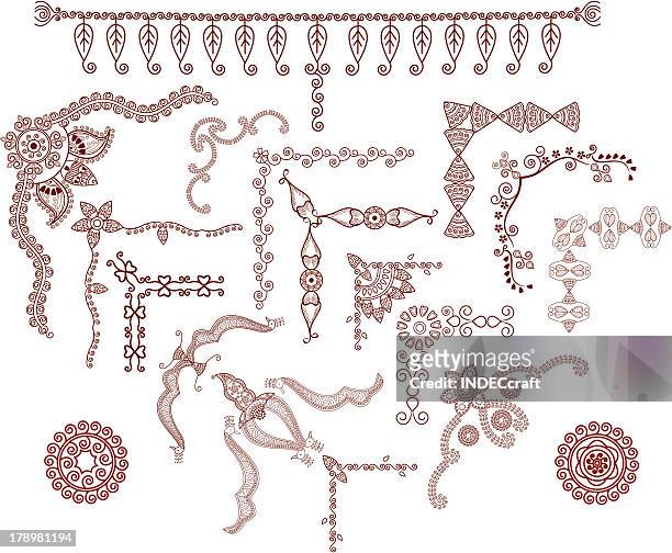 ilustraciones, imágenes clip art, dibujos animados e iconos de stock de henna diseños en esquina - rangoli