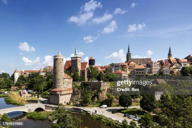 bautzen old town next to spree river (saxony, germany) - bautzen stock pictures, royalty-free photos & images