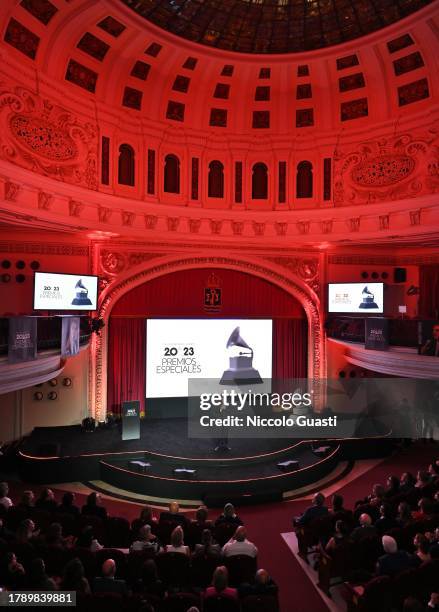 Manuel Abud, CEO, Latin Recording Academy, speaks onstage during the 2023 Latin GRAMMY Special Awards Presentation at Teatro de la Capitanía & Casino...