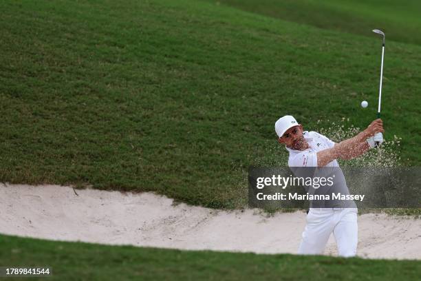 Camilo Villegas of Colombia plays a shot on the 17th bunker during the final round of the Butterfield Bermuda Championship at Port Royal Golf Course...