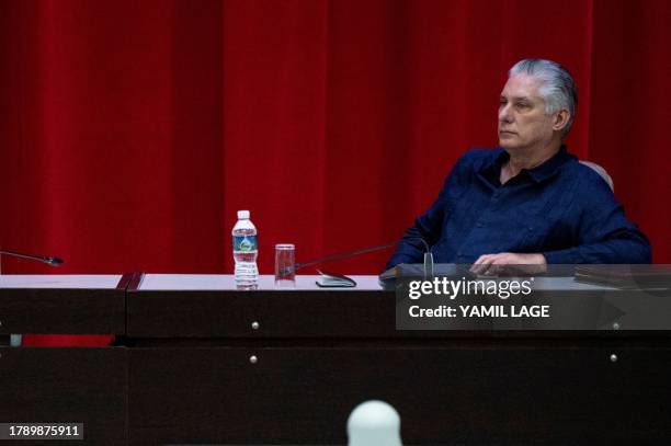 Cuban president Miguel Díaz Canel attends the inauguration of the IV Nation and Emigration Conference, at the Convention Palace in Havana, on...