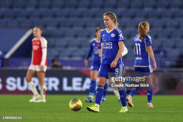 Lena Petermann of Leicester City looks dejected after the team concedes a fourth goal during the Barclays Women´s Super League match between...
