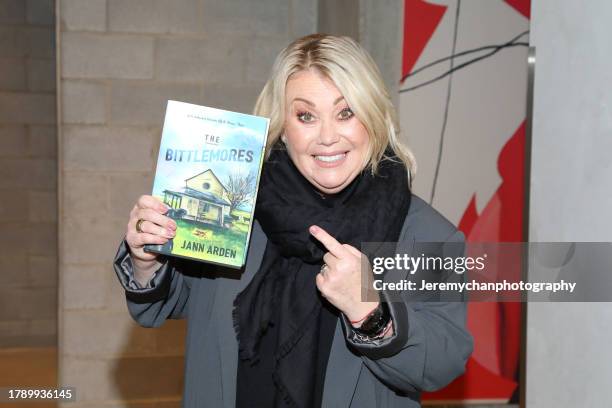 Jann Arden attends an In Conversation: Jann Arden for her new novel "The Bittlemores" at Indigo - The Well on November 12, 2023 in Toronto, Ontario.