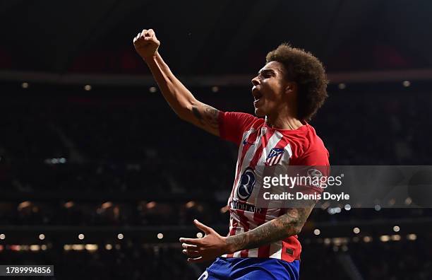 Axel Witsel of Atletico de Madrid celebrates after scoring their team's first goal during the LaLiga EA Sports match between Atletico Madrid and...