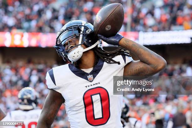Shaquill Griffin of the Houston Texans celebrates after the game against the Cincinnati Bengals at Paycor Stadium on November 12, 2023 in Cincinnati,...