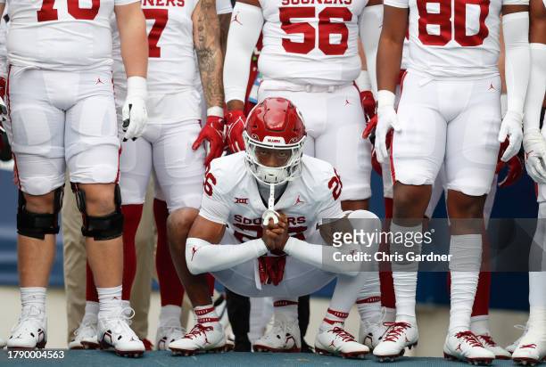 Kani Walker of the Oklahoma Sooners waits to take the field for warmups before their game agianst the Brigham Young Cougars at LaVell Edwards Stadium...