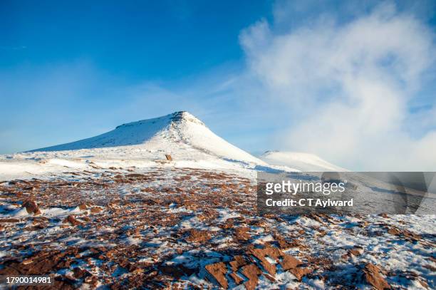 central brecon beacons in winter snow - wales winter stock pictures, royalty-free photos & images