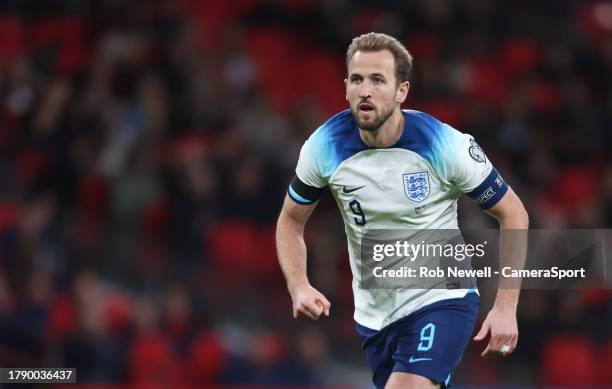 England's Harry Kane during the UEFA EURO 2024 European qualifier match between England and Malta at Wembley Stadium on November 17, 2023 in London,...