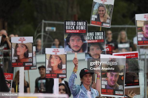 Families of Israeli hostages held by Hamas in Gaza and anti-government protesters stage a demonstration near Prime Ministry Office demanding the...