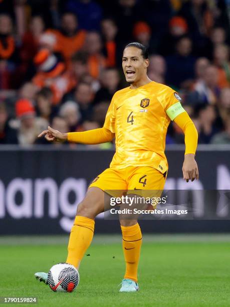 Virgil van Dijk of Holland during the EURO Qualifier match between Holland v Republic of Ireland at the Johan Cruijff ArenA on November 18, 2023 in...