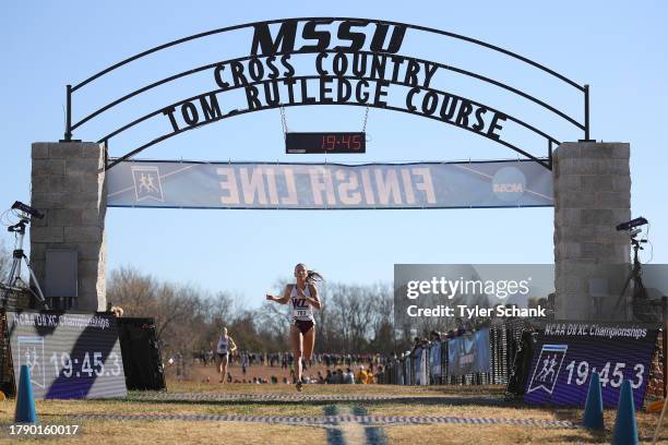 Eleonora Curtabbi of the West Texas A&M Buffaloes finishes second during the Division II Women's Cross Country Championship held at Tom Rutledge...