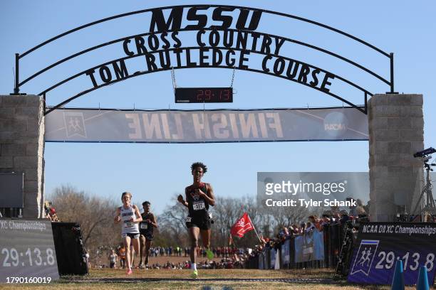 Simon Kelati of the Western Colorado Mountaineers finishes second during the Division II Men's Cross Country Championship held at Tom Rutledge Cross...