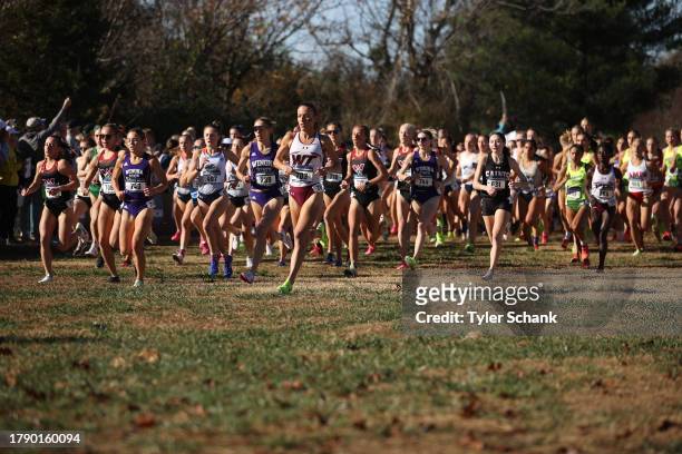 Athletes compete during the Division II Women's Cross Country Championship held at Tom Rutledge Cross Country Course on November 18, 2023 in Joplin,...