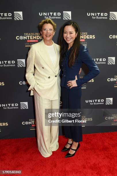 Annette Bening and Elizabeth Chai Vasarhelyi at Deadline Contenders Film: Los Angeles held at the Director's Guild of America on November 18, 2023 in...