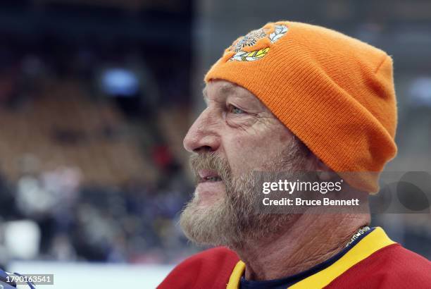 Al Iafrate takes part in the Hockey Hall of Fame Legends Classic Game at Air Canada Centre on November 12, 2023 in Toronto, Ontario, Canada.