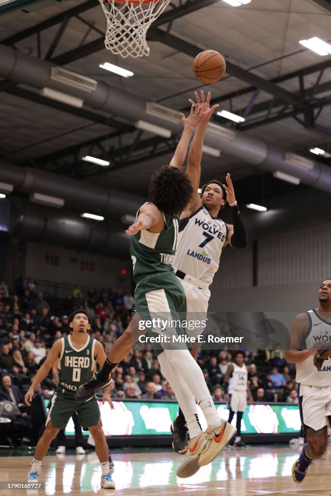 Iowa Wolves Action Iowa Wolves guard Wendell Moore Jr. #7 shoots as Wisconsin Herd guard ...
