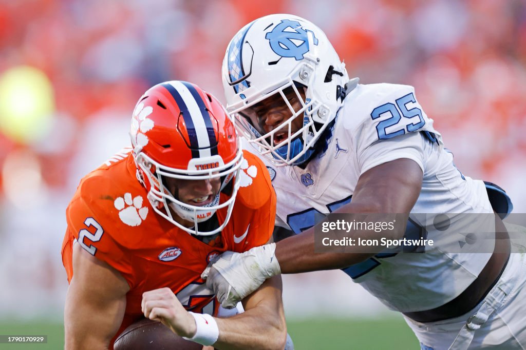 Kaimon Rucker Nfl North Carolina Tar Heels linebacker Kaimon Rucker tackles Clemson ...