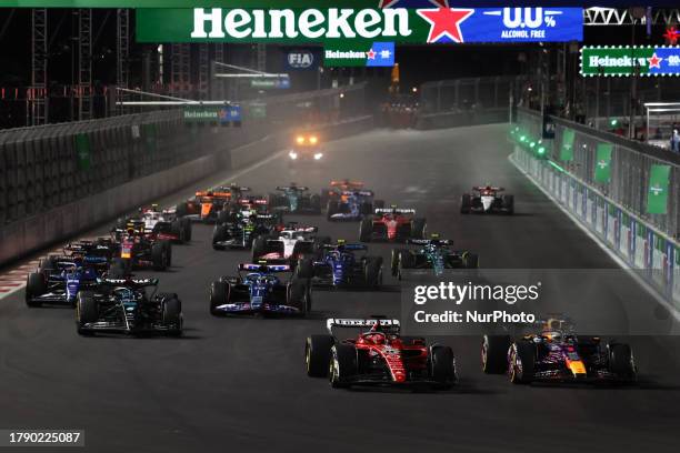 Start of the Formula 1 Las Vegas Grand Prix at Las Vegas Strip Circuit in Las Vegas, United States on November 18, 2023.