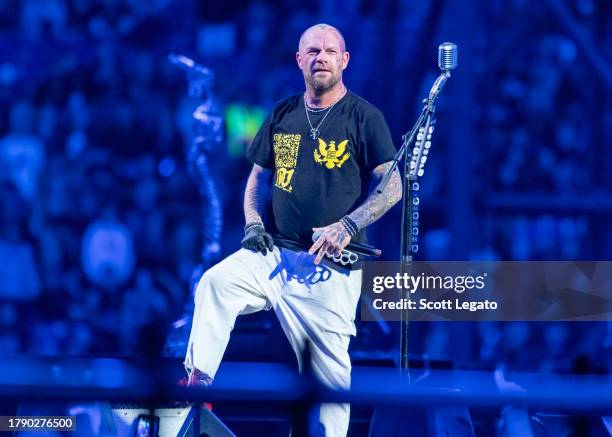 Ivan Moody of Five Finger Death Punch performs at Ford Field on November 12, 2023 in Detroit, Michigan.